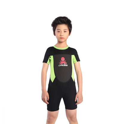 Cressi Smoby Junior Shorty Wetsuit 2021 - Black/Fluro Green - Front
