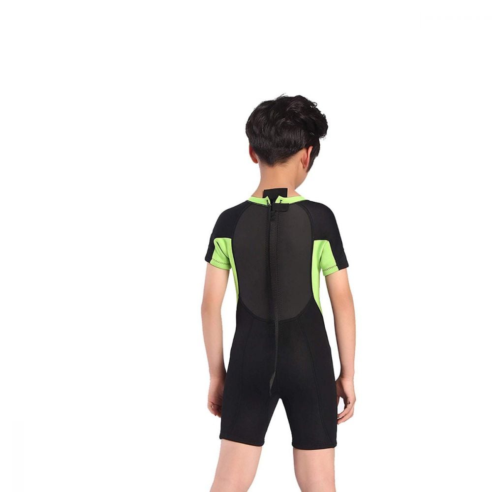 Cressi Smoby Junior Shorty Wetsuit 2021 - Black/Fluro Green - Back