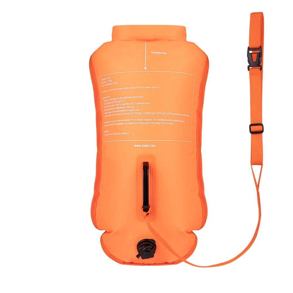 ZONE3 Recycled 28L Swim Safety Buoy/Dry Bag - Hi-Vis Orange