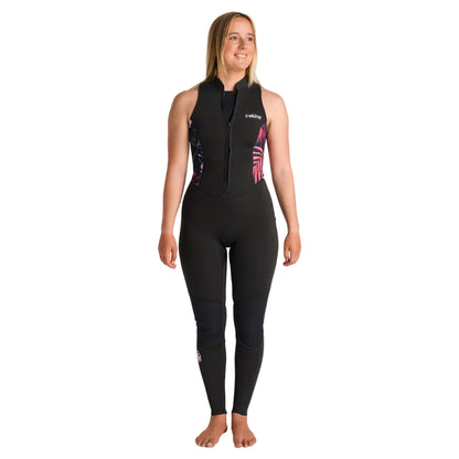 C-Skins NuWave Solace Lite 2mm Womens FL Front Zip Long Jane Wetsuit - Black / Tropical