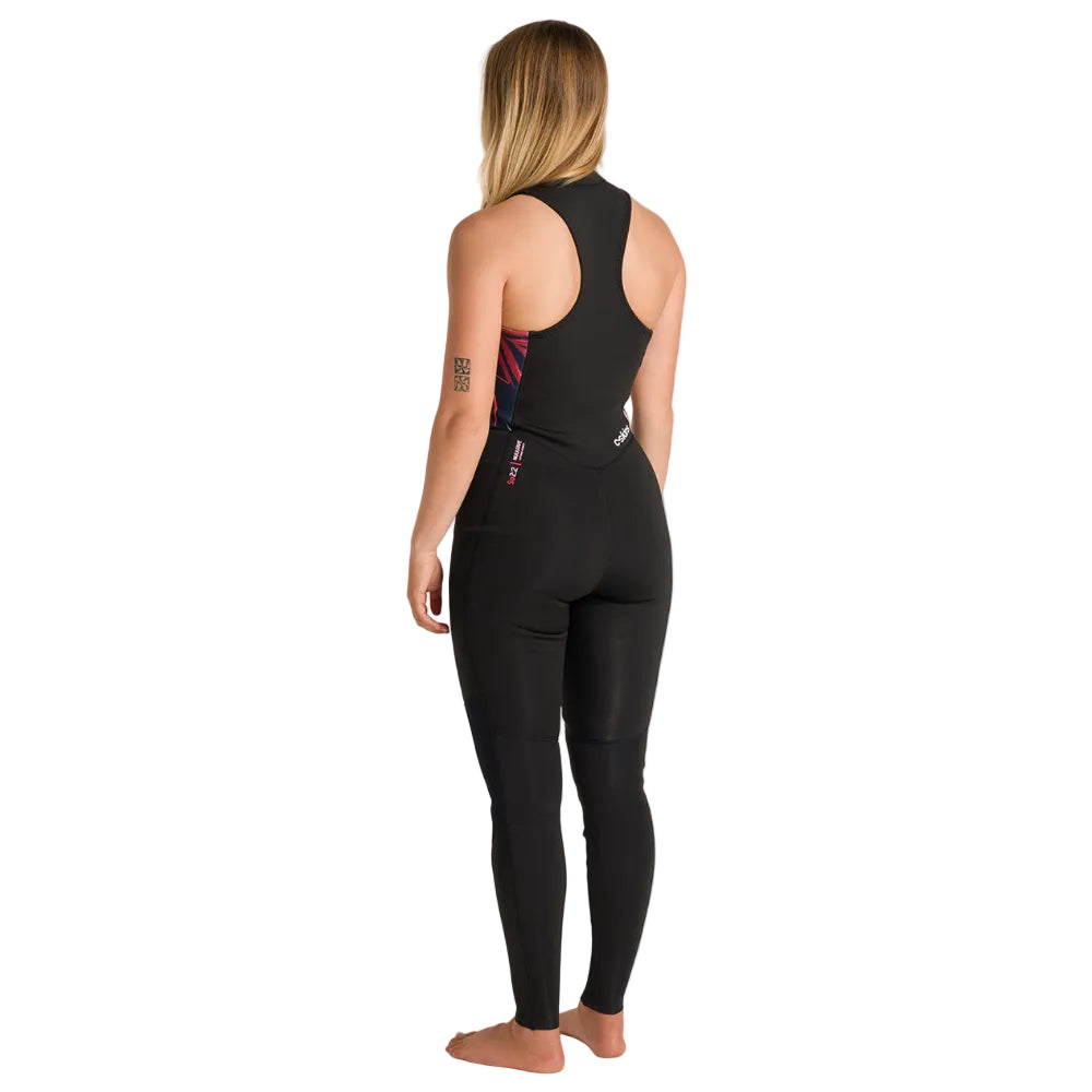 C-Skins NuWave Solace Lite 2mm Womens FL Front Zip Long Jane Wetsuit - Black / Tropical