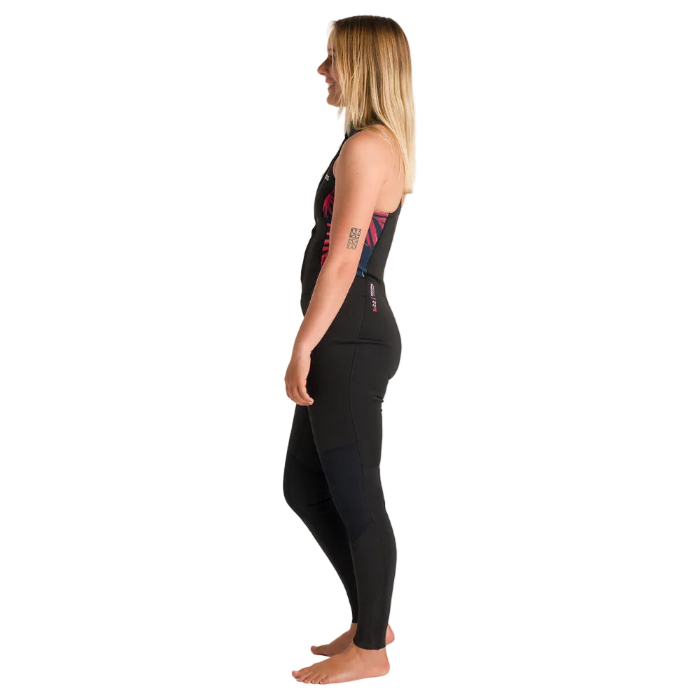 C-Skins NuWave Solace Lite 2mm Womens FL Front Zip Long Jane Wetsuit - Black / Tropical