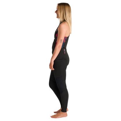 C-Skins NuWave Solace Lite 2mm Womens FL Front Zip Long Jane Wetsuit - Black / Tropical