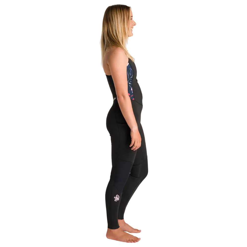 C-Skins NuWave Solace Lite 2mm Womens FL Front Zip Long Jane Wetsuit - Black / Tropical