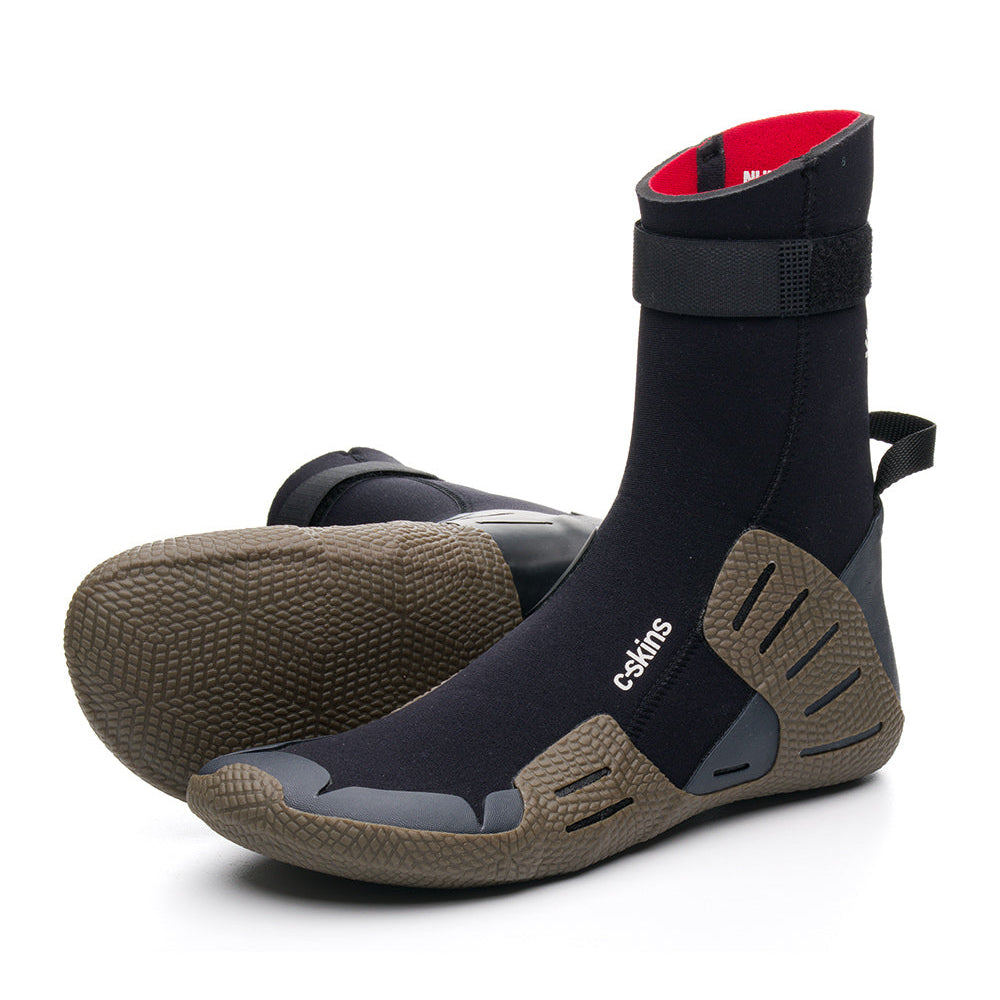 C-Skins NuWave 5mm Adult Round Toe Boots in Black / Charcoal
