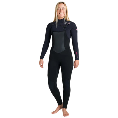 C-Skins NuWave ReWired 5/4mm Womens GBS Chest Zip Winter Wetsuit in Black / Rose