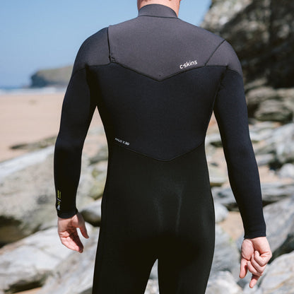 C-Skins NuWave ReWired 5/4mm Mens GBS Chest Zip Steamer 2026 - Black/Meteor/Lime