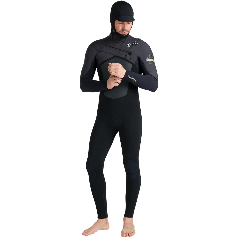 C-Skins NuWave ReWired 5/4mm Mens GBS Hooded Winter Wetsuit 2026 - Black / Meteor / Lime