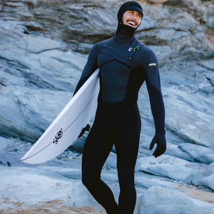 C-Skins NuWave ReWired 5/4mm Mens GBS Hooded Winter Wetsuit 2026 - Black / Meteor / Lime