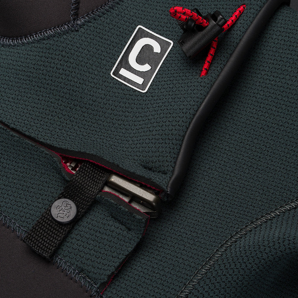 C-Skins NuWave Session 5/4mm Junior GBS Hooded Winter Wetsuit 2026 - Meteor / Forest Green / Red