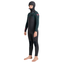 C-Skins NuWave Session 5/4mm Junior GBS Hooded Winter Wetsuit 2026 - Meteor / Forest Green / Red