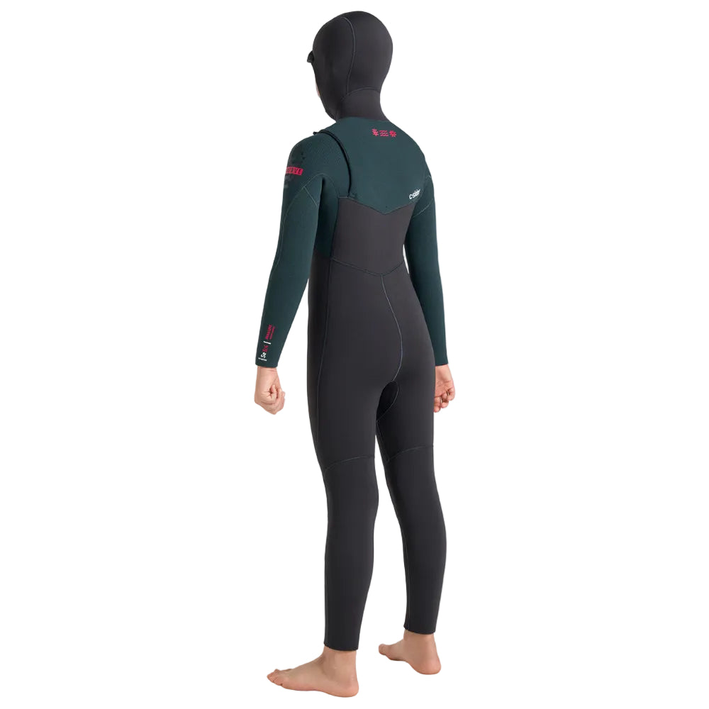 C-Skins NuWave Session 5/4mm Junior GBS Hooded Winter Wetsuit 2026 - Meteor / Forest Green / Red