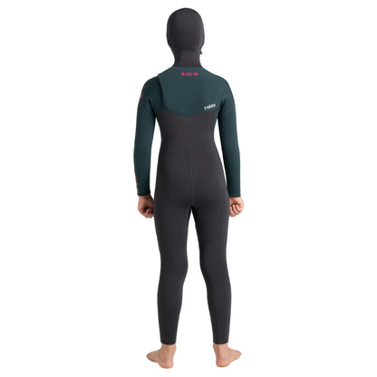 C-Skins NuWave Session 5/4mm Junior GBS Hooded Winter Wetsuit 2026 - Meteor / Forest Green / Red