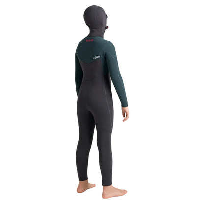 C-Skins NuWave Session 5/4mm Junior GBS Hooded Winter Wetsuit 2026 - Meteor / Forest Green / Red