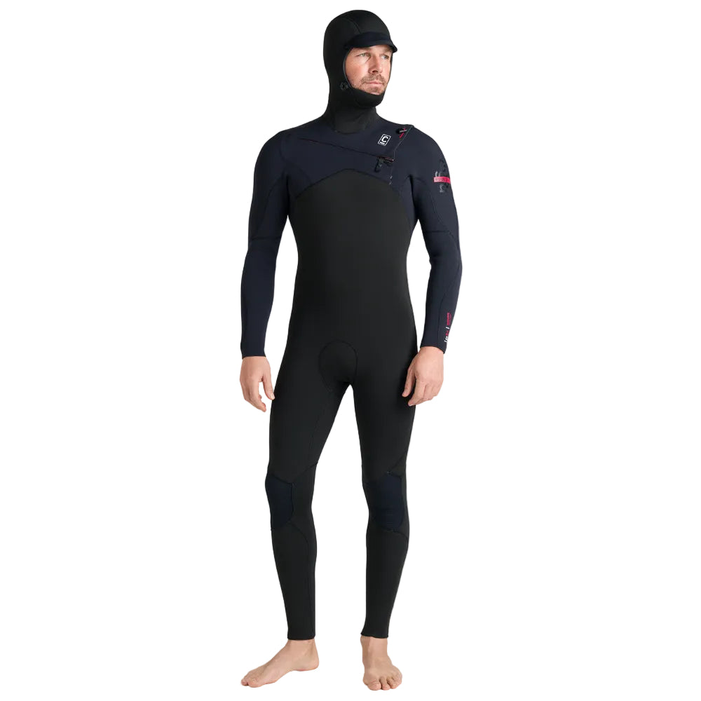 C-Skins NuWave Session 5/4/3mm Mens GBS Hooded Winter Wetsuit 2026 - Black / Red
