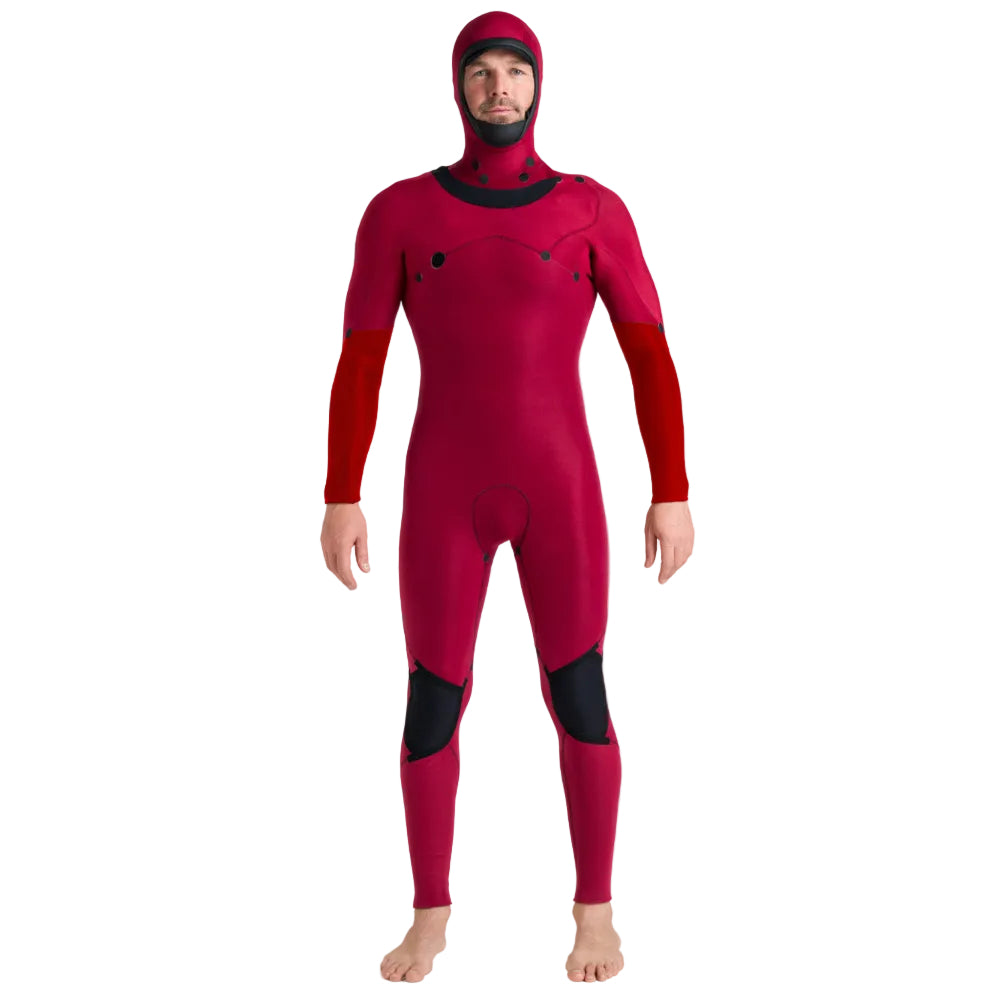 C-Skins NuWave Session 5/4/3mm Mens GBS Hooded Winter Wetsuit 2026 - Black / Red