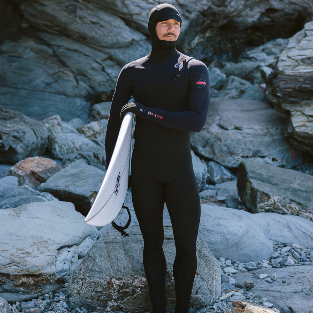 C-Skins NuWave Session 5/4/3mm Mens GBS Hooded Winter Wetsuit 2026 - Black / Red
