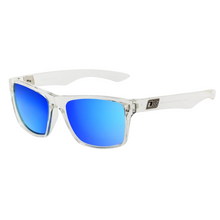 Dirty Dog Vendetta Sunglasses - Crystal / Grey / Blue Fusion Mirror Polarised