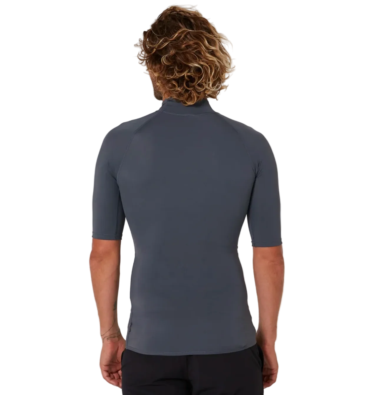 Ocean & Earth Script Men's Short Sleeve Rash Shirt - Charcoal