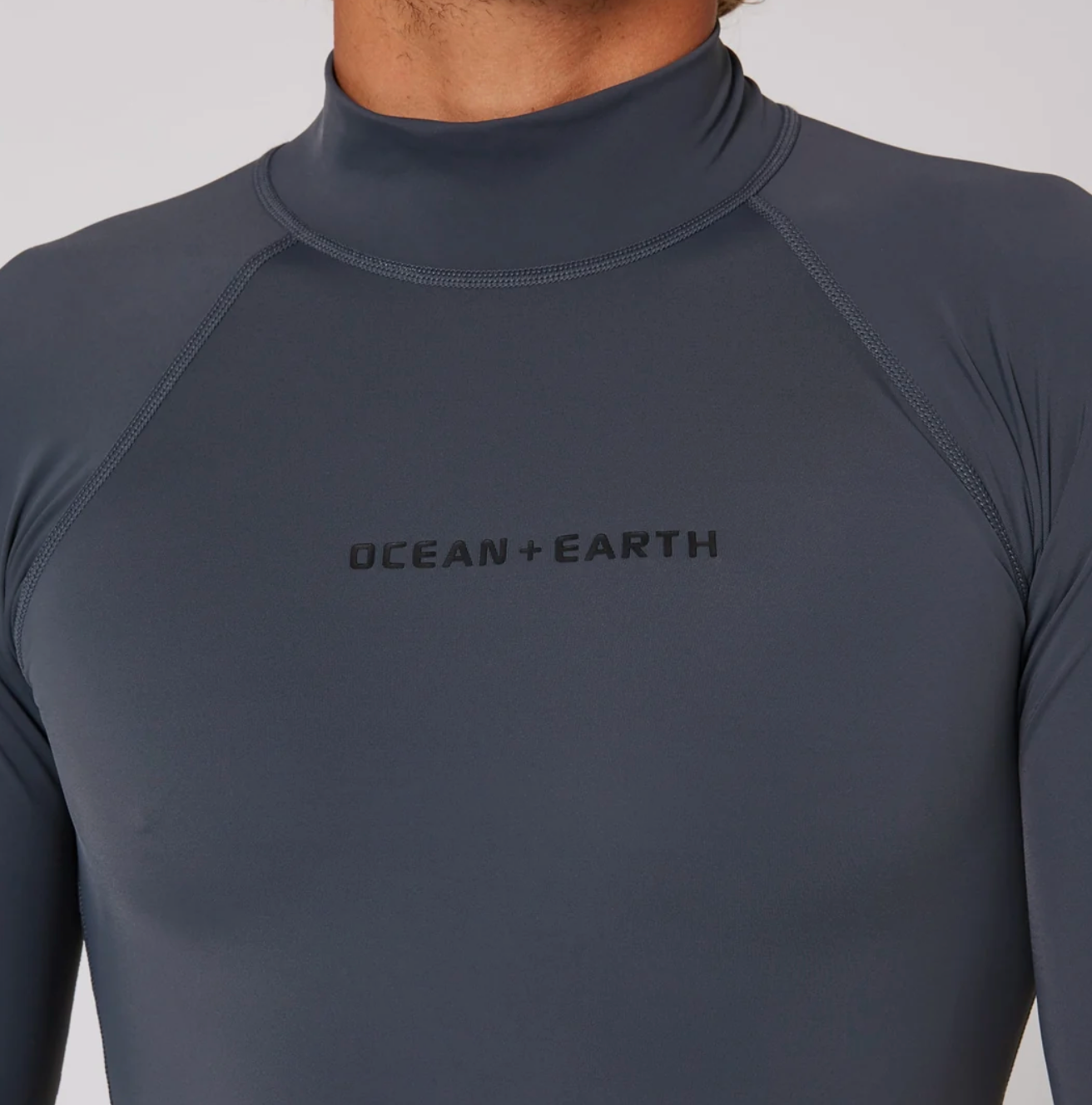 Ocean & Earth Script Men's Short Sleeve Rash Shirt - Charcoal