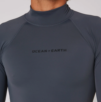 Ocean & Earth Script Men's Short Sleeve Rash Shirt - Charcoal