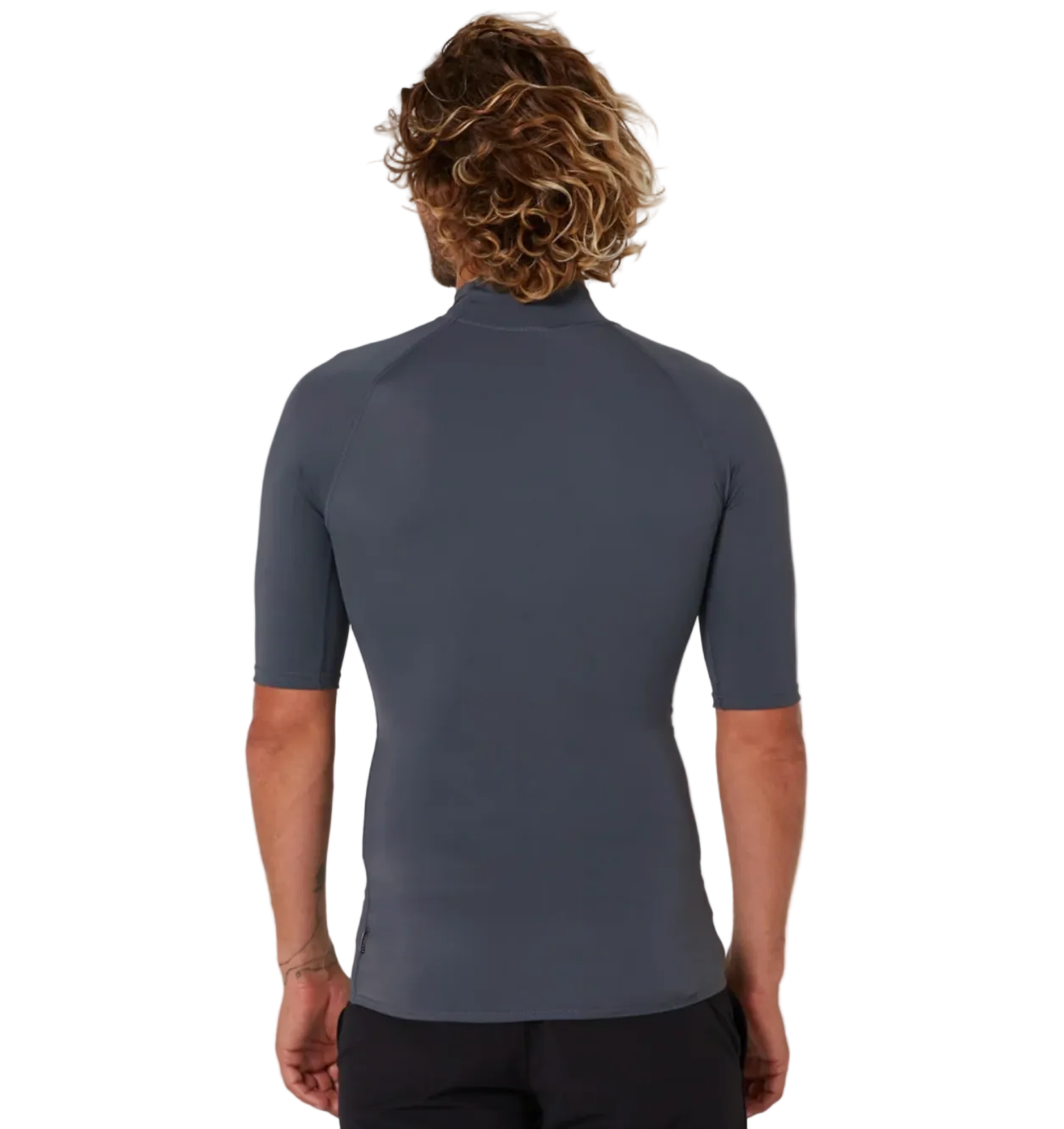 Ocean & Earth Script Men's Short Sleeve Rash Shirt - Charcoal