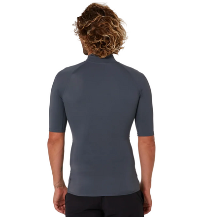 Ocean & Earth Script Men's Short Sleeve Rash Shirt - Charcoal
