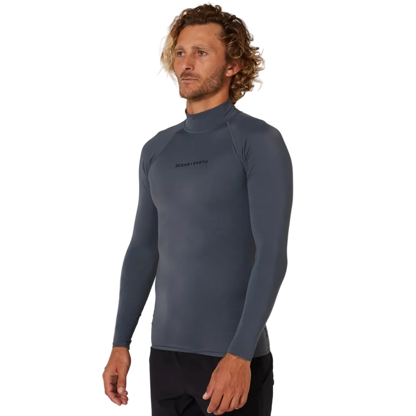 Ocean & Earth  Script Men's Long Sleeve Rash Shirt - Charcoal