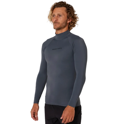 Ocean & Earth  Script Men's Long Sleeve Rash Shirt - Charcoal