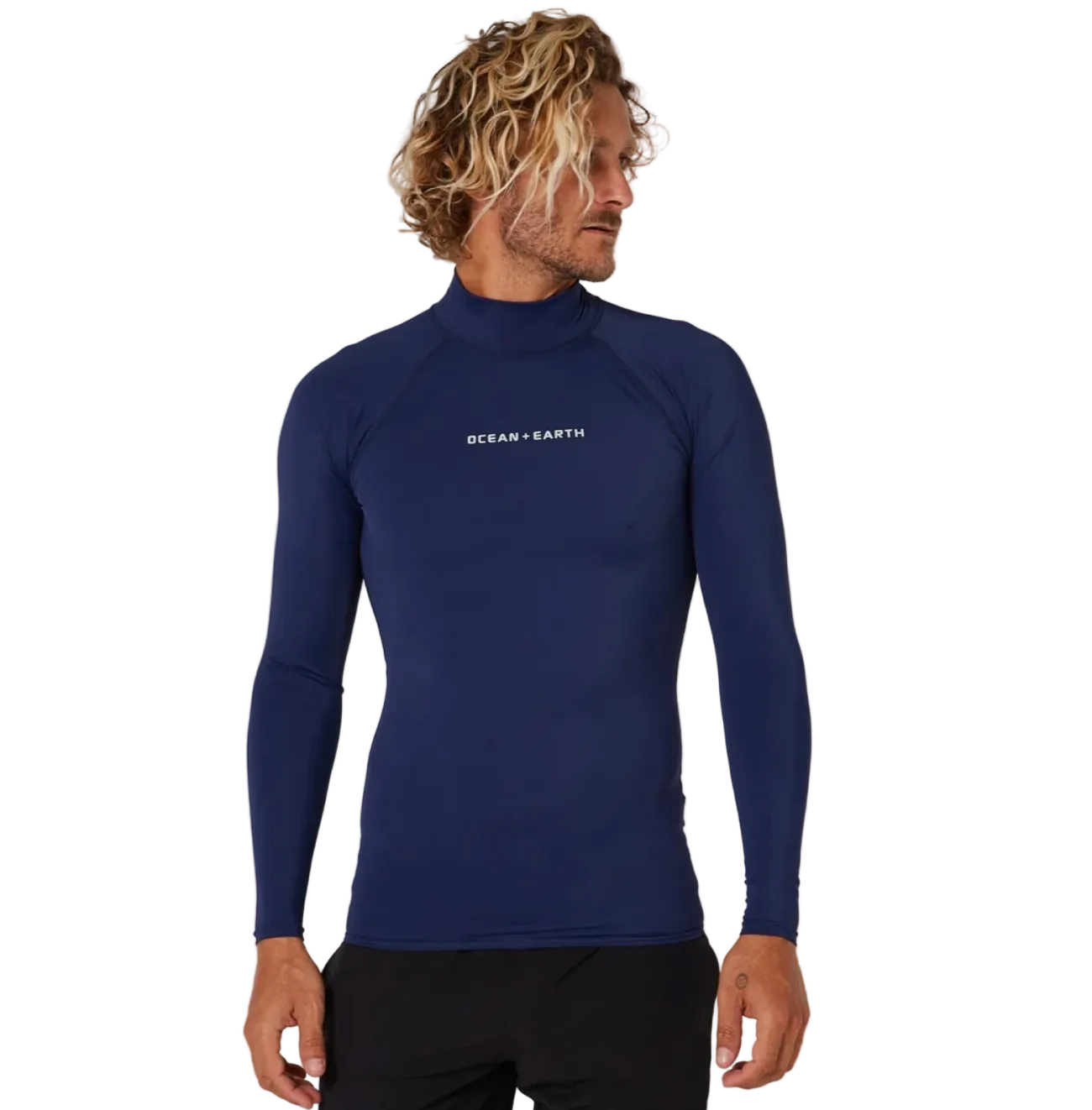 Ocean & Earth  Script Men's Long Sleeve Rash Shirt - Midnight