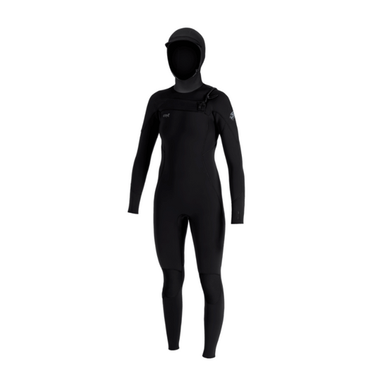 O'Neill Womens Epic 6/4mm Chest Zip Hooded Winter Wetsuit 2026 - Black