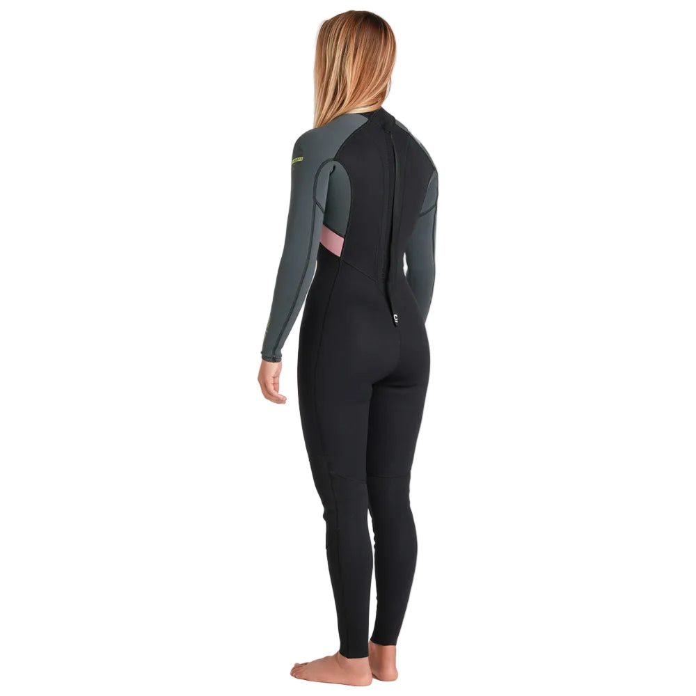 C-Skins NuWave Element 3/2mm Womens FL Back Zip Steamer 2026 - Black/Forest Green/Rose