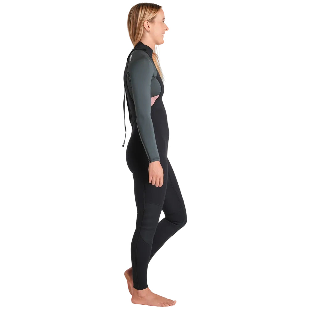 C-Skins NuWave Element 3/2mm Womens FL Back Zip Steamer 2026 - Black/Forest Green/Rose