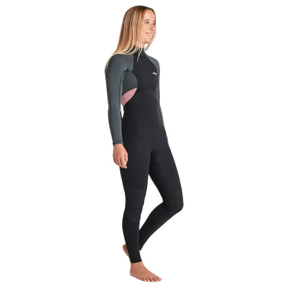 C-Skins NuWave Element 3/2mm Womens FL Back Zip Steamer 2026 - Black/Forest Green/Rose