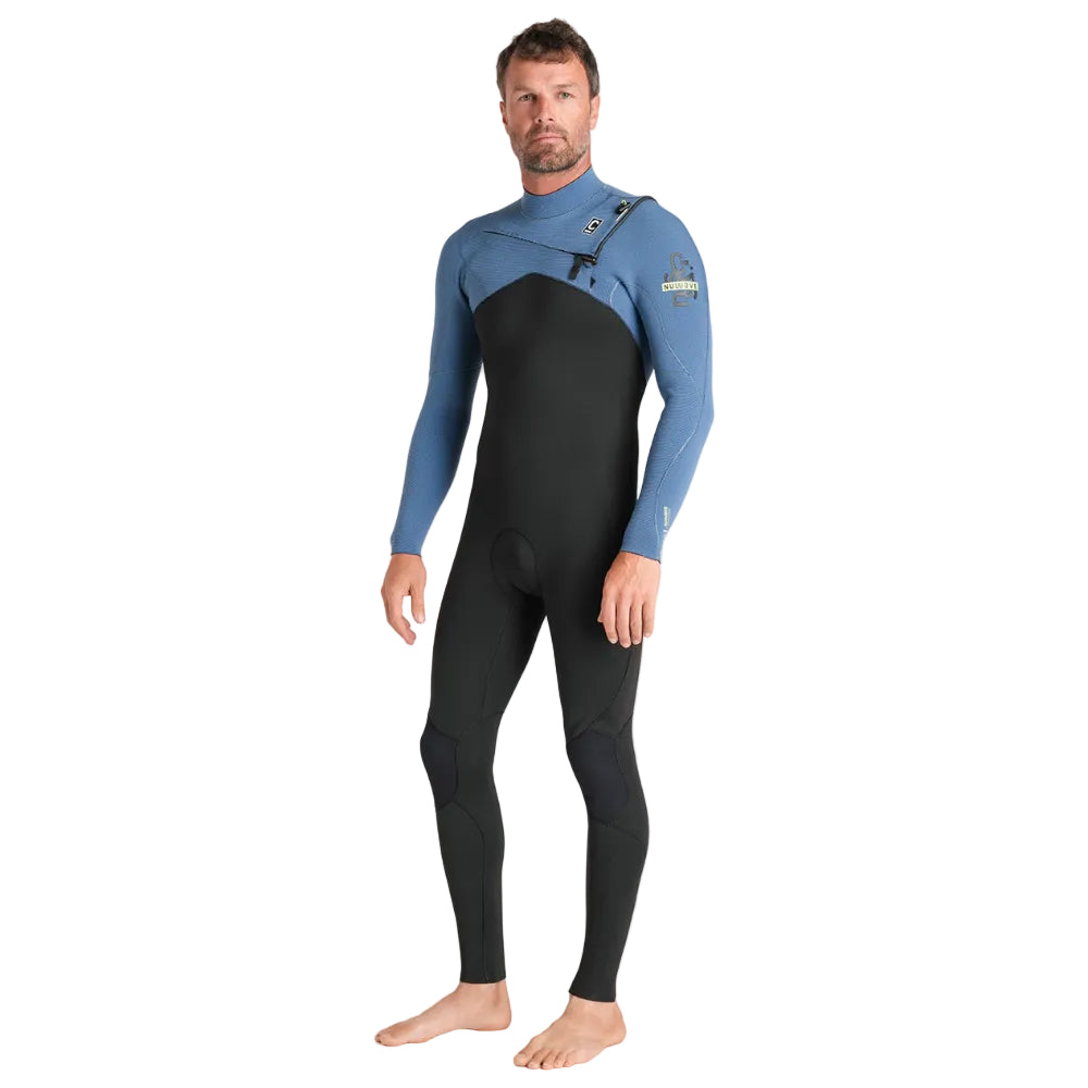 C-Skins NuWave Session 3/2mm Mens GBS Chest Zip Summer Wetsuit 2026 - Black/Steel Blue X /Lime