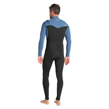 C-Skins NuWave Session 3/2mm Mens GBS Chest Zip Summer Wetsuit 2026 - Black/Steel Blue X /Lime