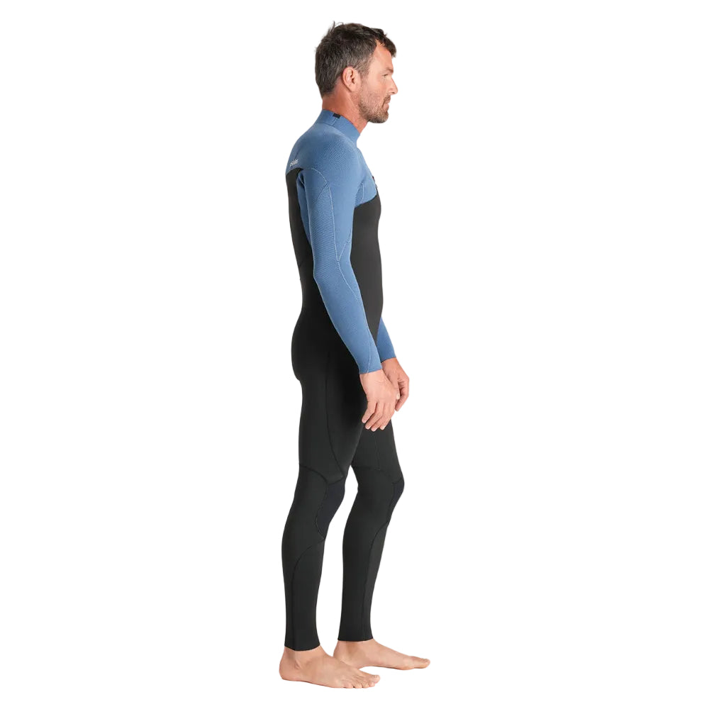 C-Skins NuWave Session 3/2mm Mens GBS Chest Zip Summer Wetsuit 2026 - Black/Steel Blue X /Lime