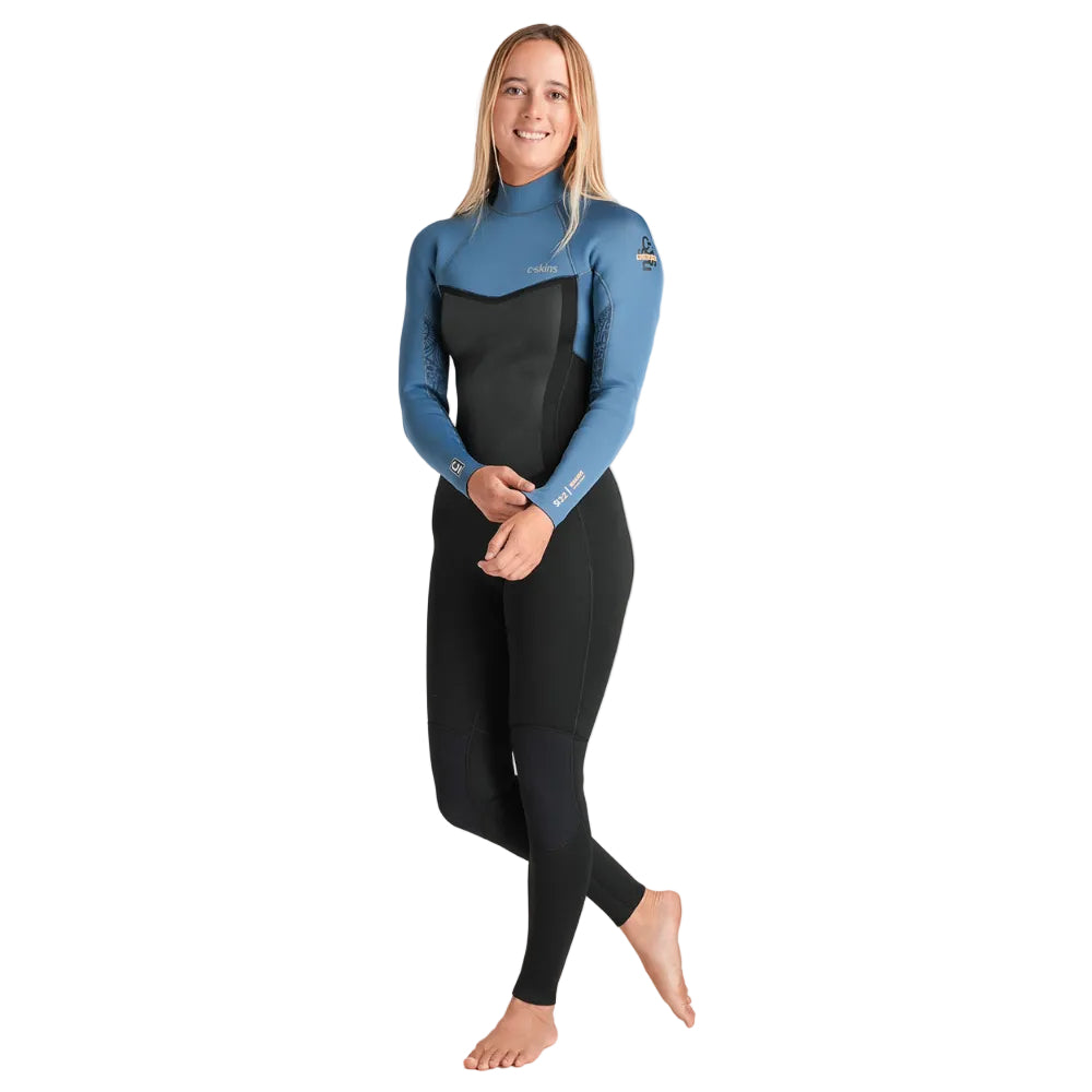 C-Skins NuWave Surflite 3/2mm Womens GBS Back Zip Steamer 2026 - Black/Steel Blue