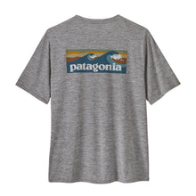 Patagonia Men's Capilene Cool Daily Waters Graphic Shirt - Boardshort Logo Abalone Blue: Feather Grey