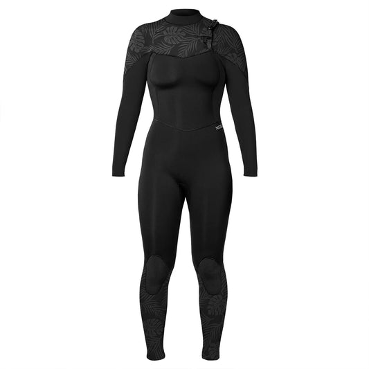 Xcel Comp 4/3mm Chest Zip Womens Wetsuit - Black/Black Palm Print