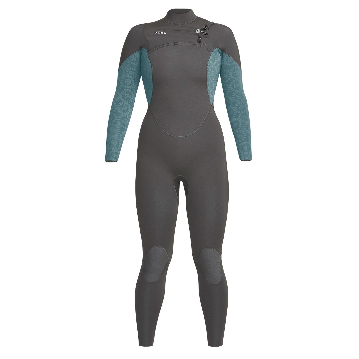 Xcel Comp 3/2mm Womens Chest Zip Wetsuit - Tinfoil /Flowerprint