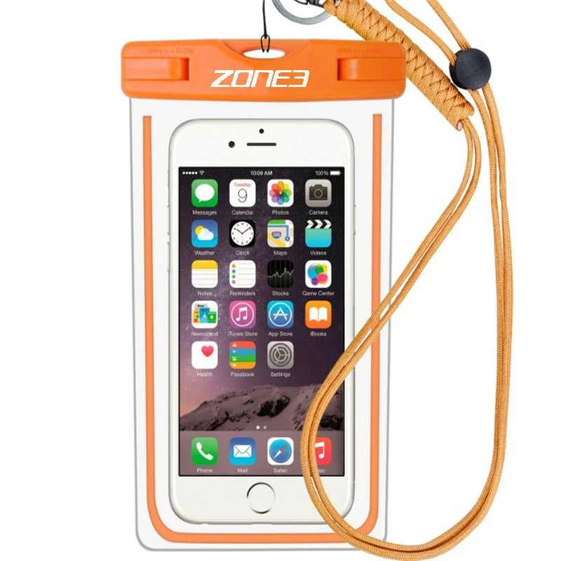 ZONE3 Waterproof Phone Pouch - Transparent/Orange