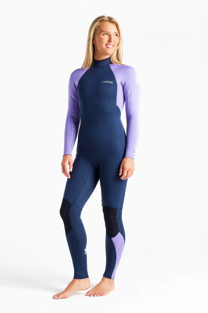 C Skins Surflite 3/2mm Back Zip Women's Wetsuit 2024 - Bluestone / Lilac