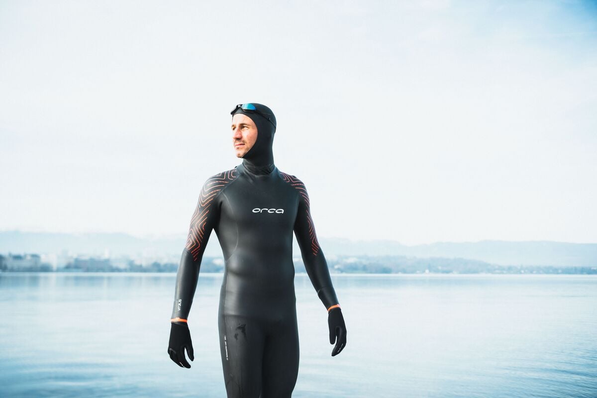 Orca Vitalis Thermal Men's Openwater Swim Wetsuit 2025 - Black/Orange