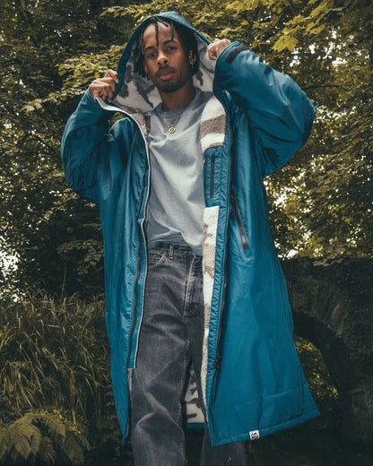 Dryrobe Advance Long Sleeve Changing Robe - Deep Sea Blue / Sand Camo