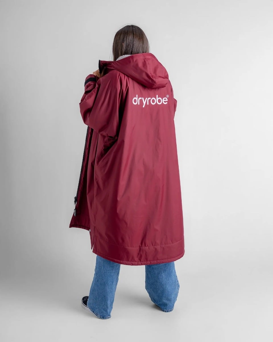 Dryrobe Advance Long Sleeve Changing Robe - Burgundy / Silver Grey