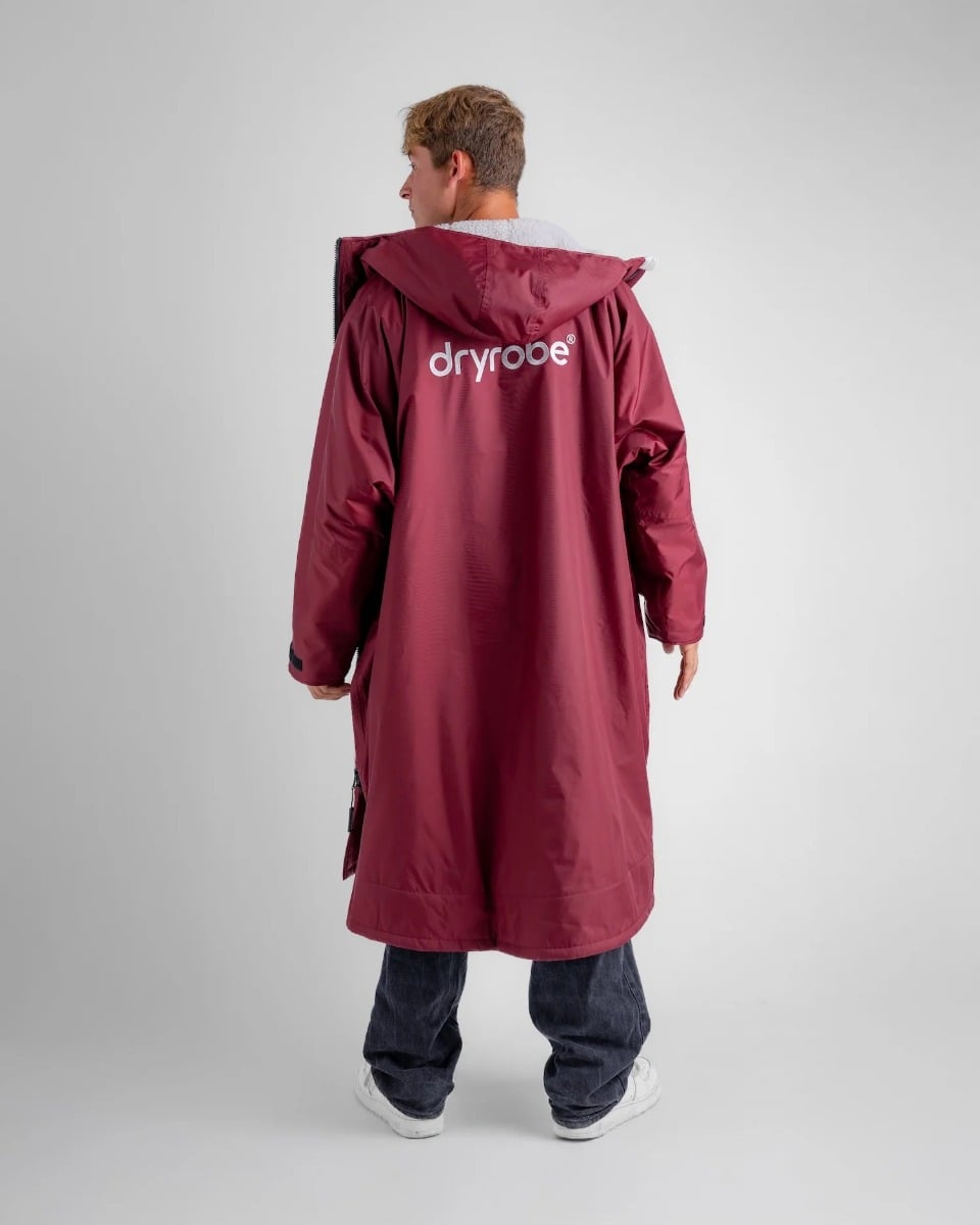 Dryrobe Advance Long Sleeve Changing Robe - Burgundy / Silver Grey