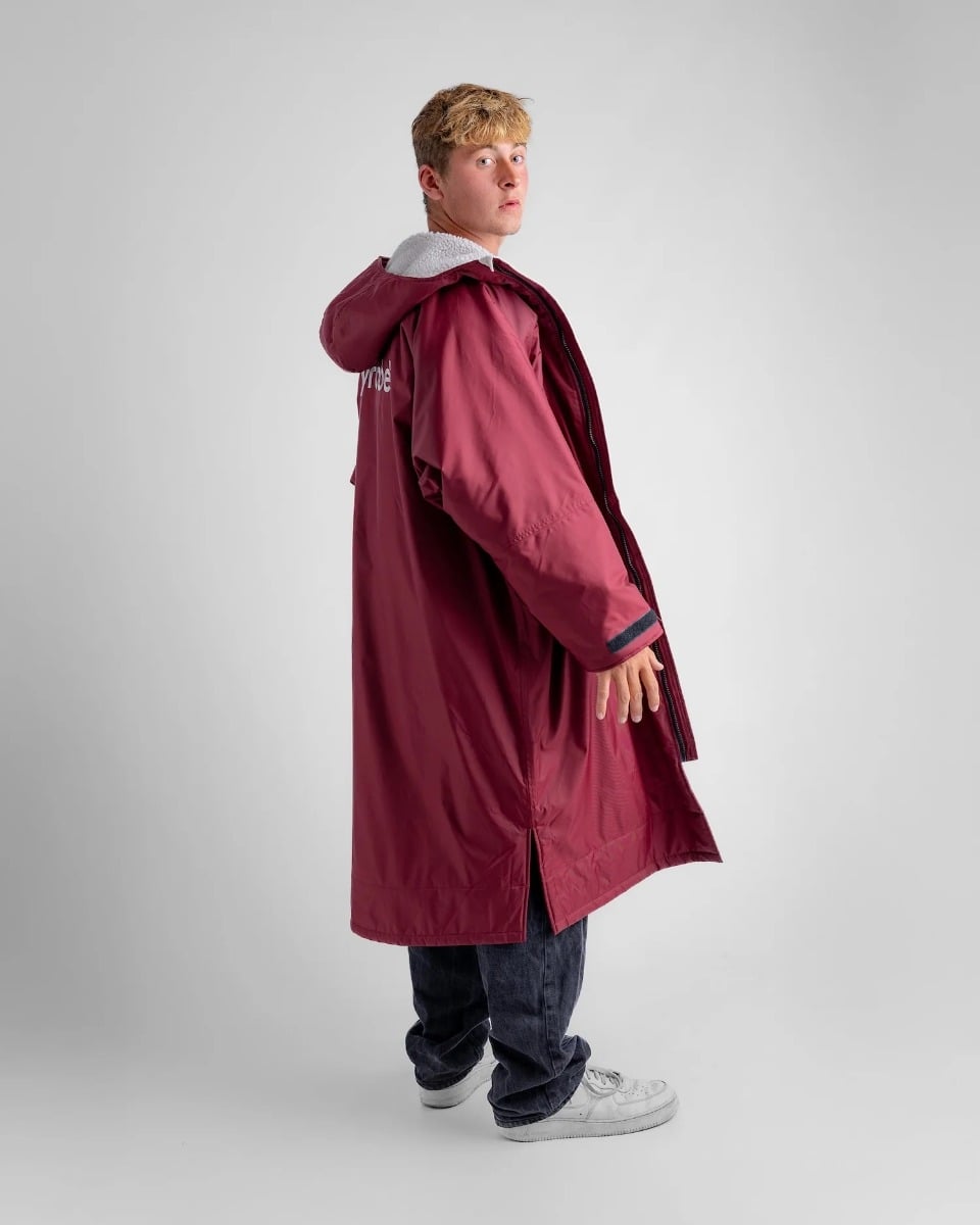 Dryrobe Advance Long Sleeve Changing Robe - Burgundy / Silver Grey