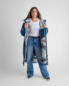 Dryrobe Advance Long Sleeve Changing Robe in Deep Sea Blue / Sand Camo