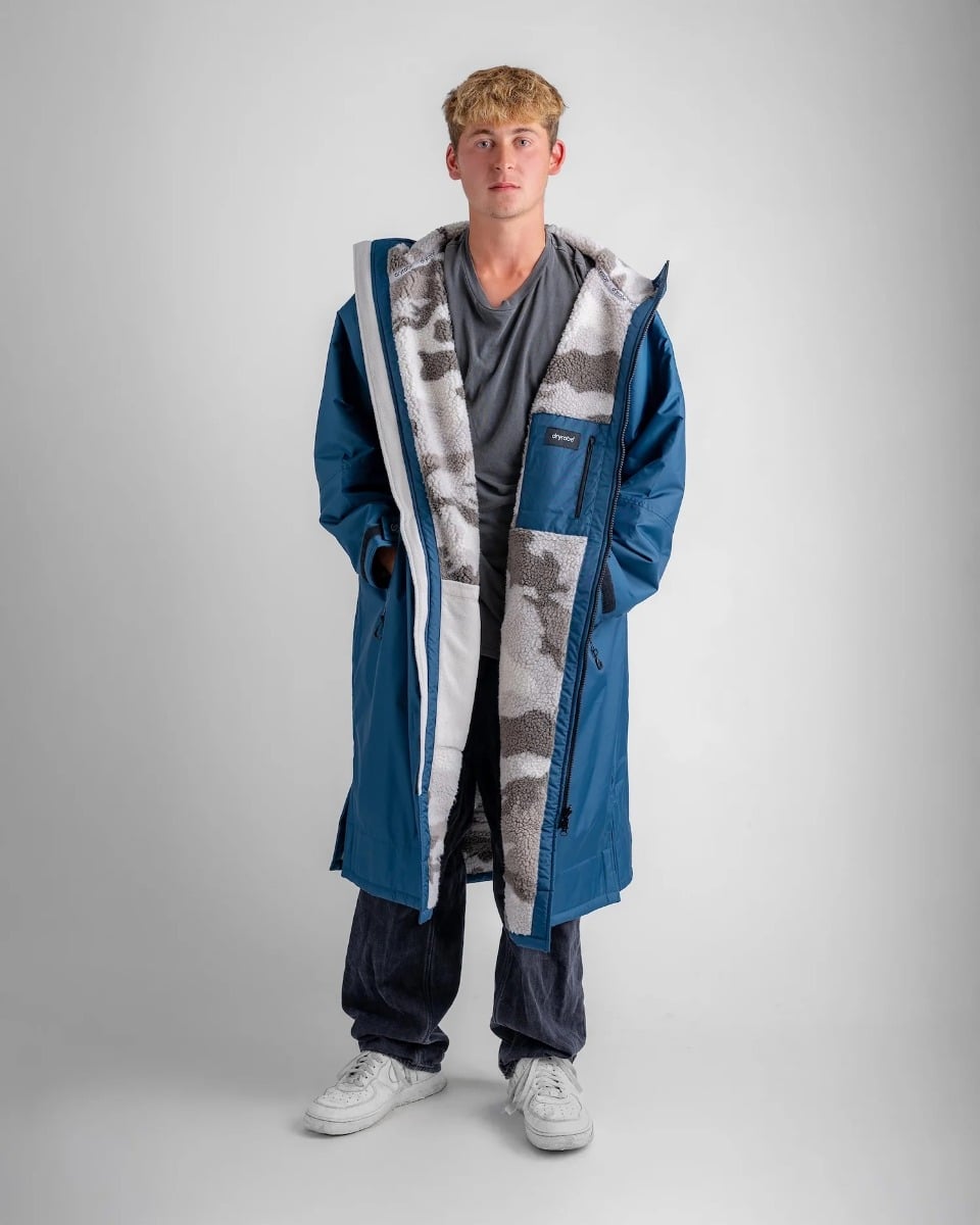 Dryrobe Advance Long Sleeve Changing Robe - Deep Sea Blue / Sand Camo